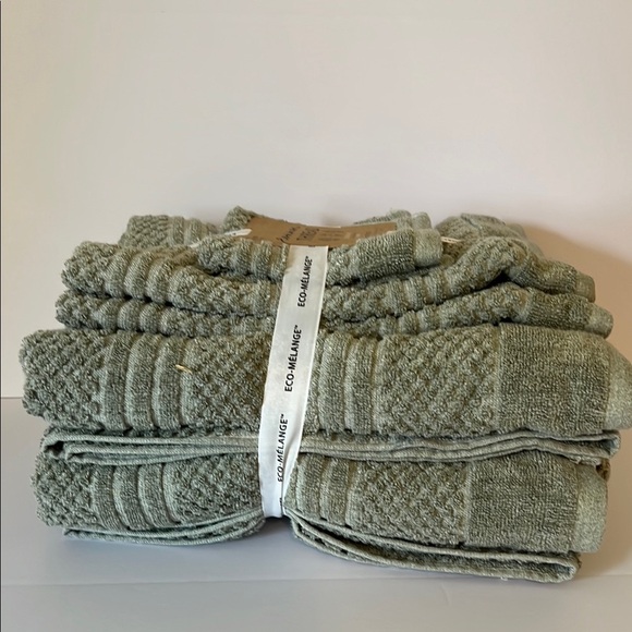 6 Pc Common Thread Eco-Melange Bamboo Towel Set Green Bath Hand Wash NEW - Picture 5 of 7